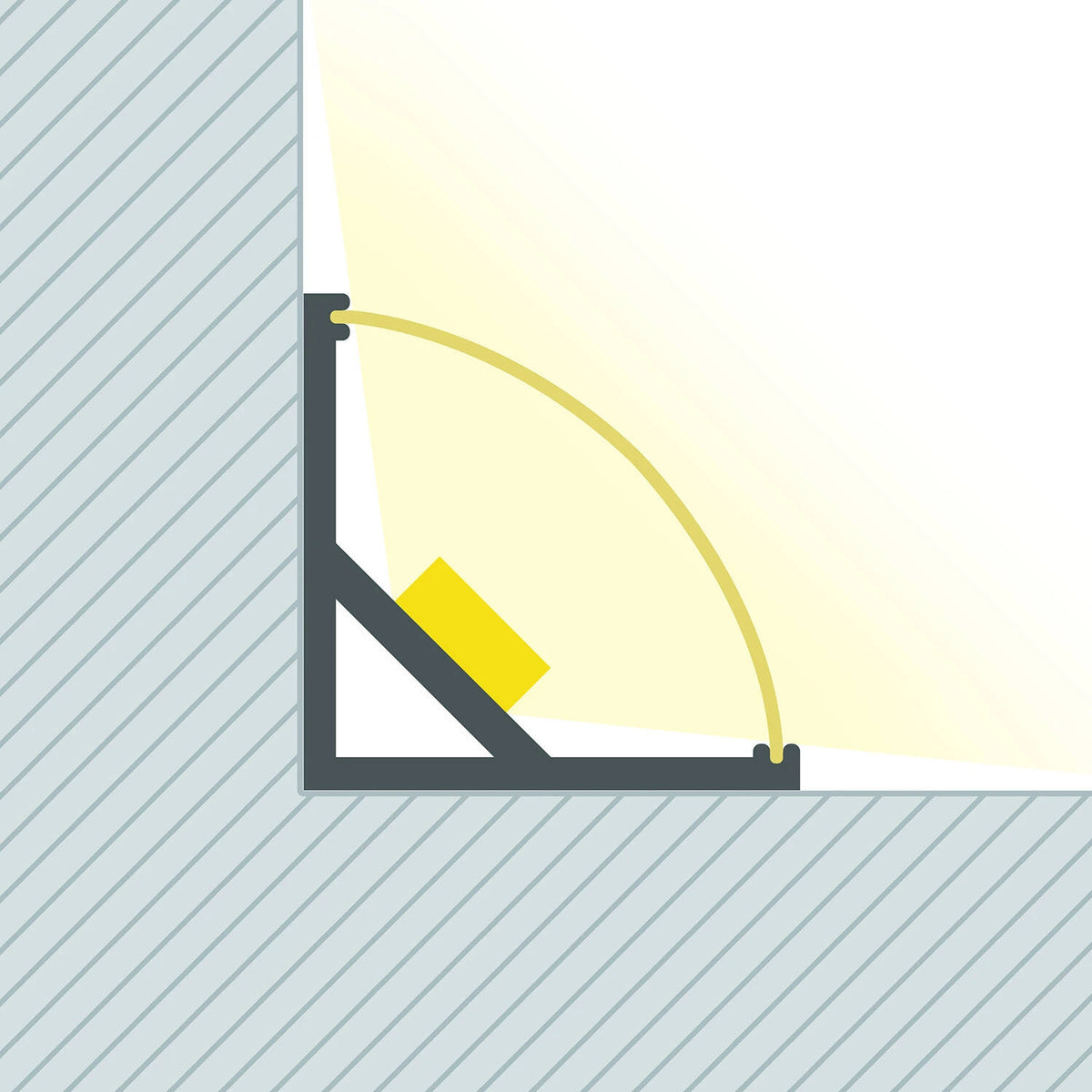 CampTechLed Aluminium Profiel Hoek Rond met Doorlopende Cover voor LED Strip tot 10 mm