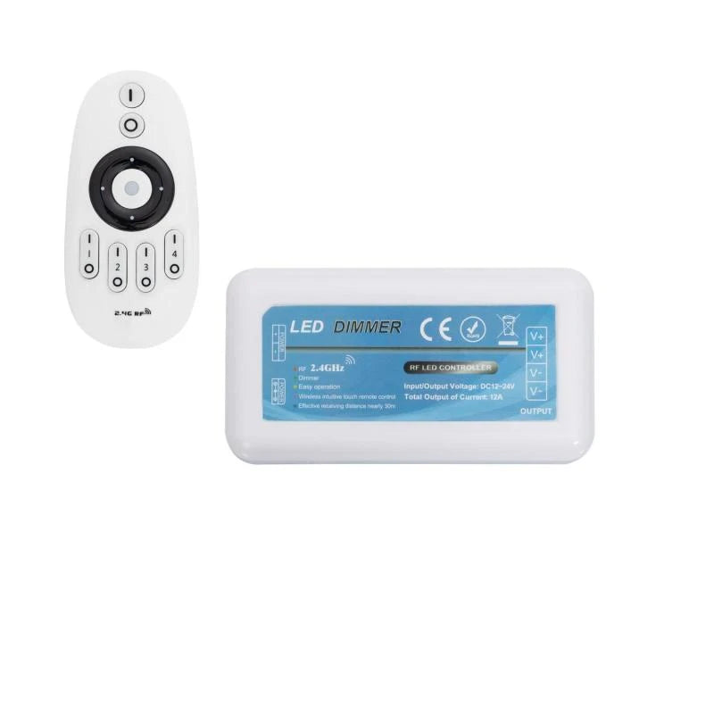 CampTechLED Controller Dimmer Monocolor 12/24V DC met RF afstandsbediening 4 Zone
