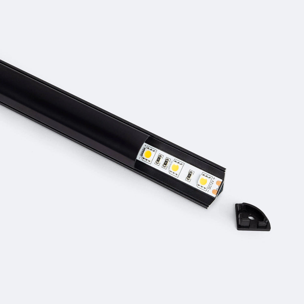CampTechLed Aluminium Profiel Hoek Rond met Doorlopende Cover voor LED Strip tot 10 mm