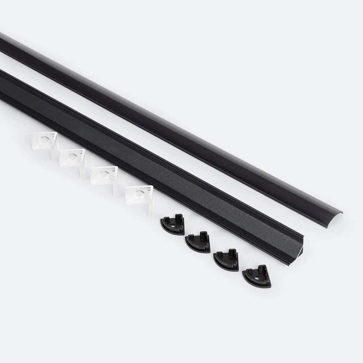 CampTechLed Aluminium Profiel Hoek Rond met Doorlopende Cover voor LED Strip tot 10 mm