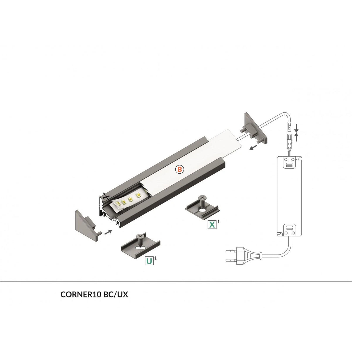 CampTechLed Aluminium Profiel Variabele Hoek voor LED Strips tot 10 mm