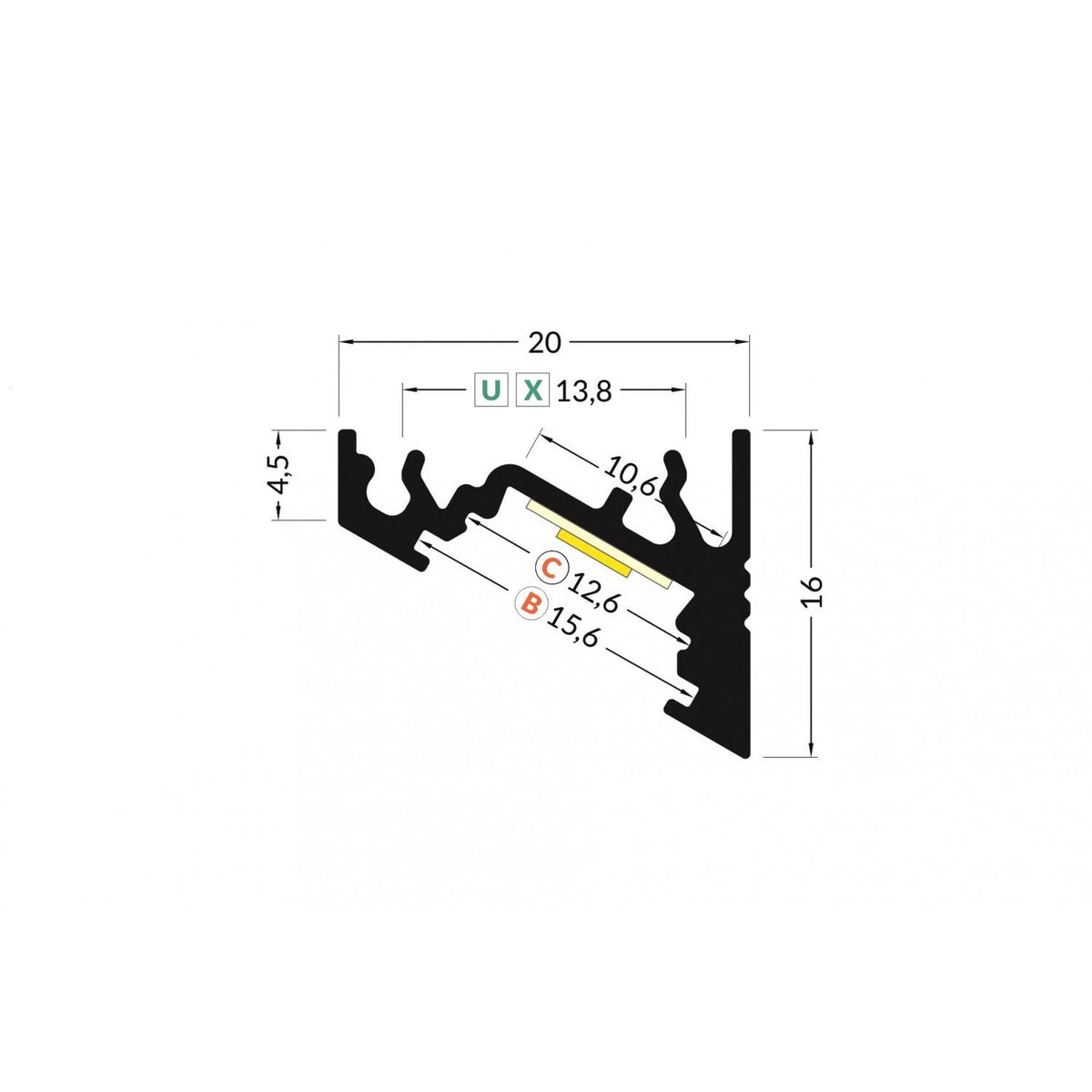 CampTechLed Aluminium Profiel Variabele Hoek voor LED Strips tot 10 mm
