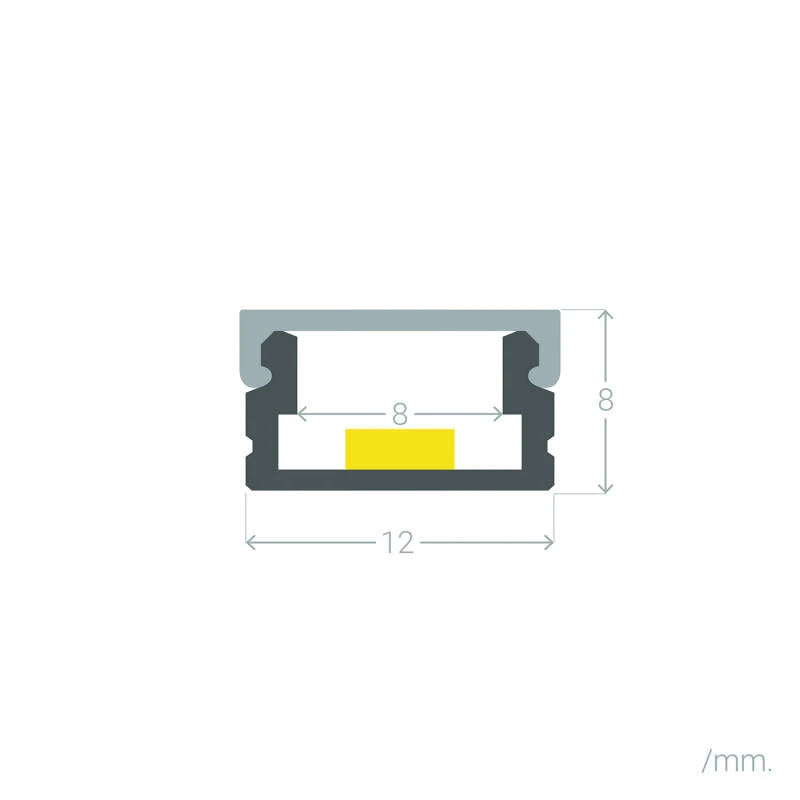 CampTechLED Opbouw Profiel Aluminium 2 m voor LED Strip tot 8 mm