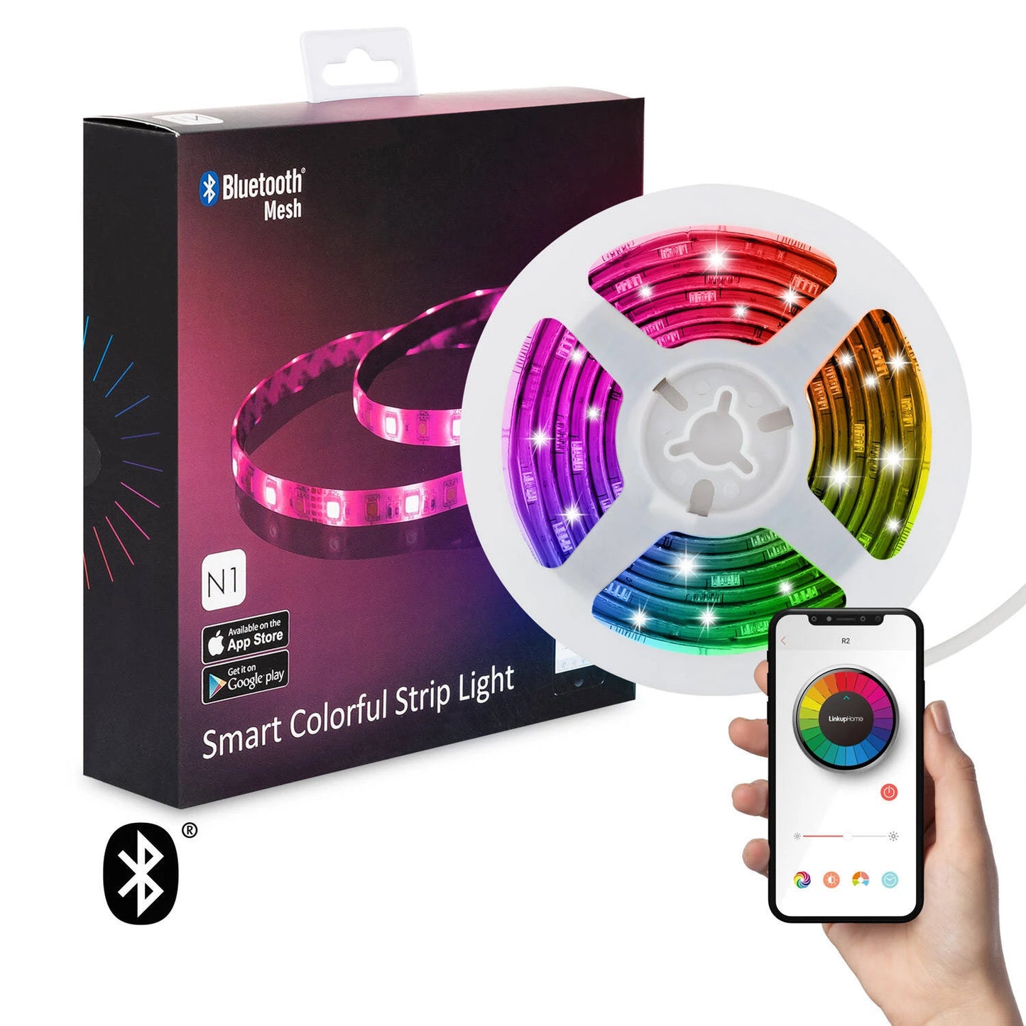 CampTechLED RGB Bluetooth-smartphonebediening 30 LED/m 2m Kit met voeding