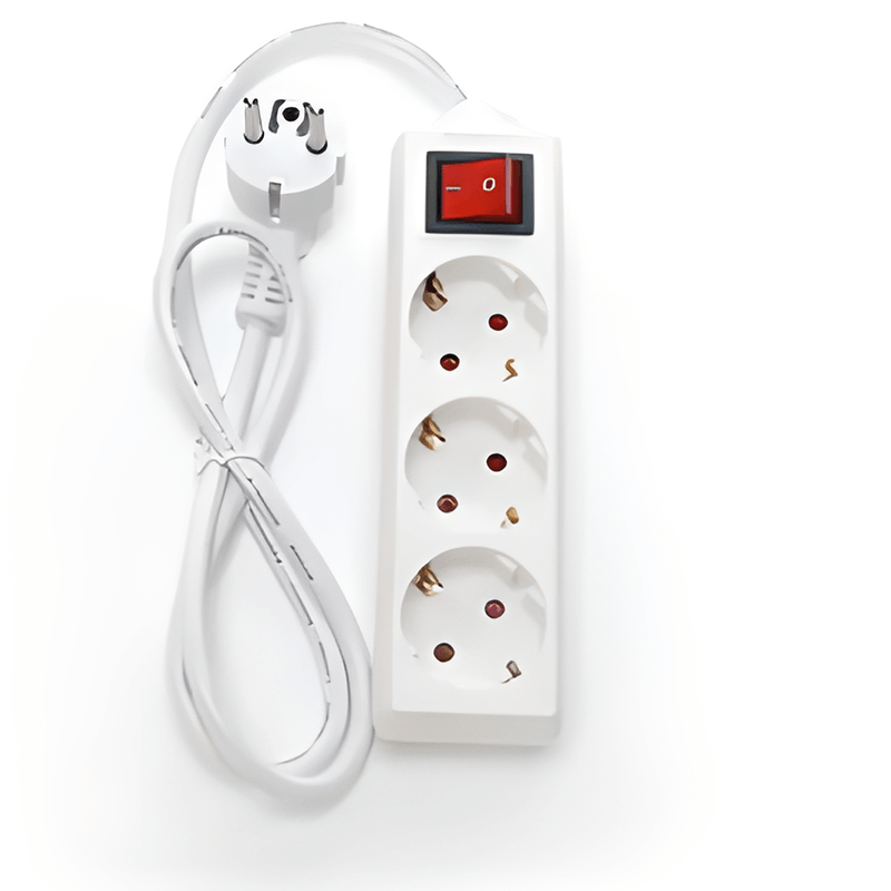 CampTechLED DRIEVOUDIGE TAFELCONTACTDOOS | MET SCHAKELAAR | 1.5M | WIT